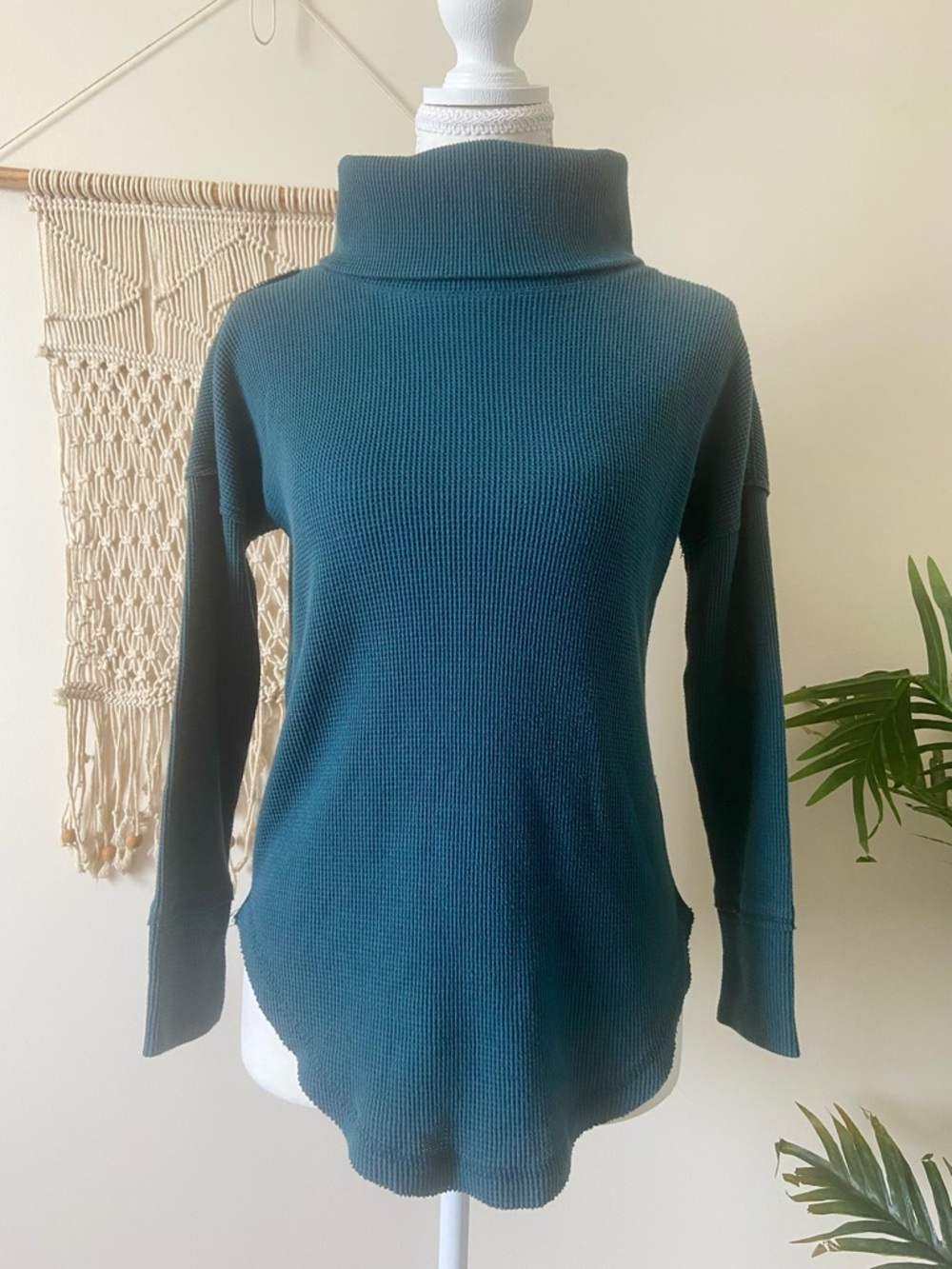 Anthropologie Maeve Ainsley Thermal Turtleneck XXS Teal Green Top